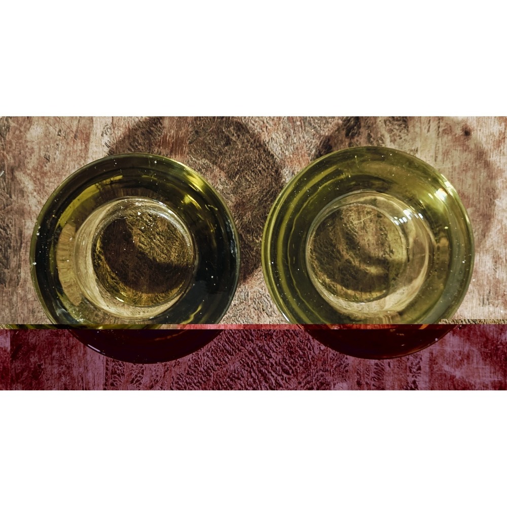 Set Of Two Vintage Vaseline Glass Votive Candle Holders - Picture 3 of 4